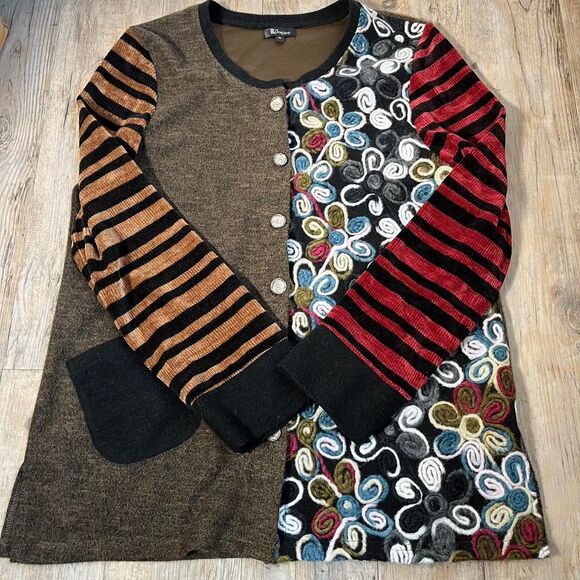 Sweater Vintage Felt Patchwork Women's XL - Picture 2 of 8